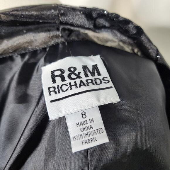 Vtg 90s R&M Richards Black Formal Floral Vampy Goth Glitter Collared Blazer Sz 8 - Picture 9 of 9